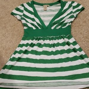 Green and white Stripe top